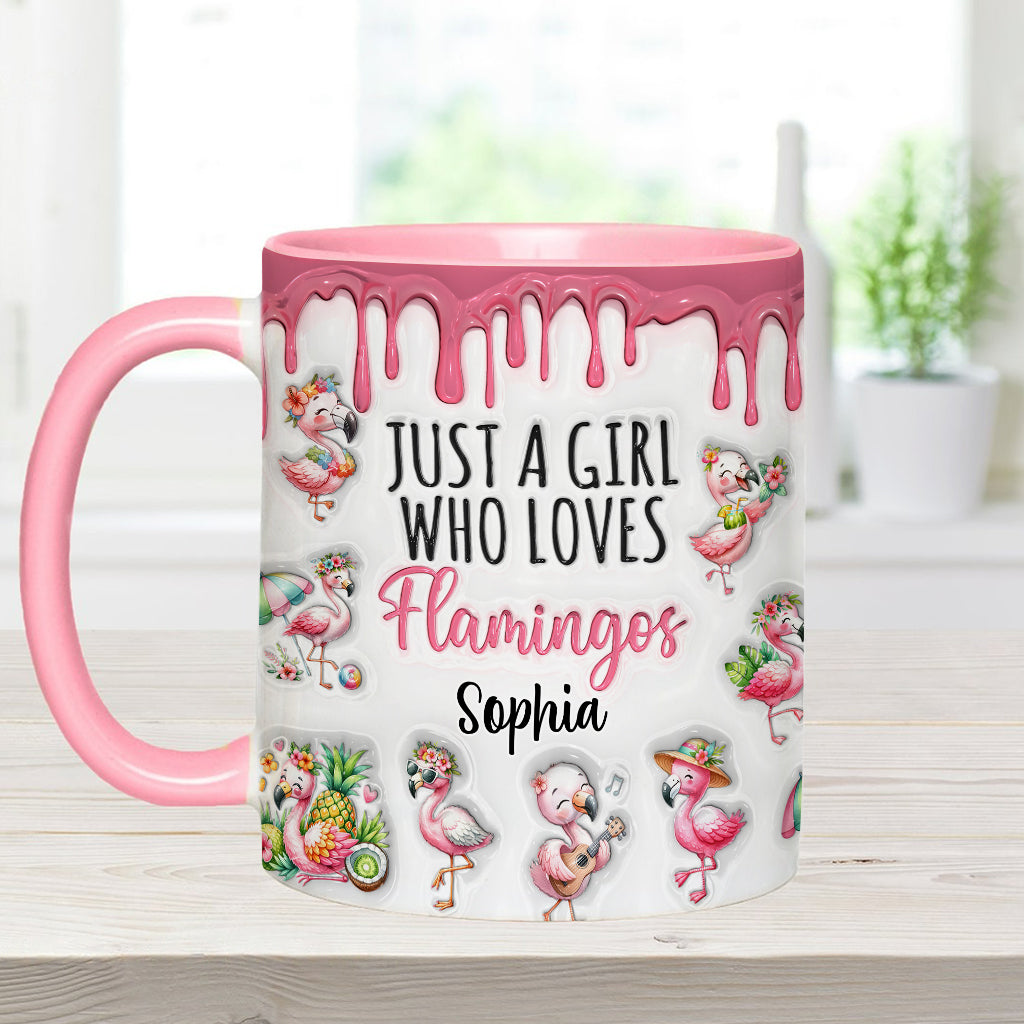 Just A Girl Who Loves Flamingos - Personalized Flamingo Accent Mug