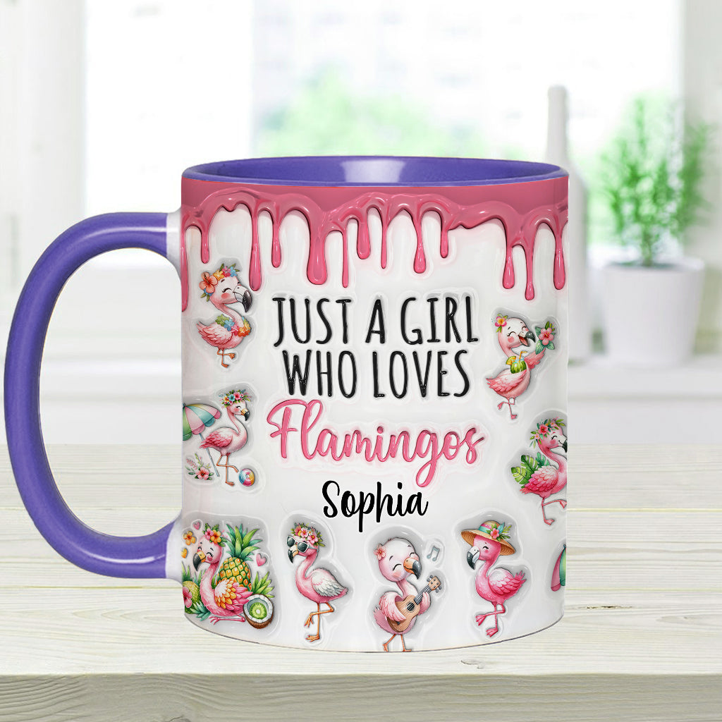 Just A Girl Who Loves Flamingos - Personalized Flamingo Accent Mug