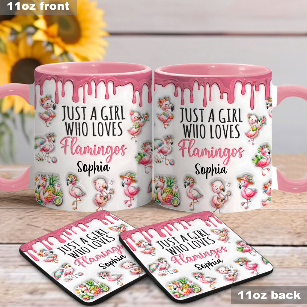 Just A Girl Who Loves Flamingos - Personalized Flamingo Accent Mug