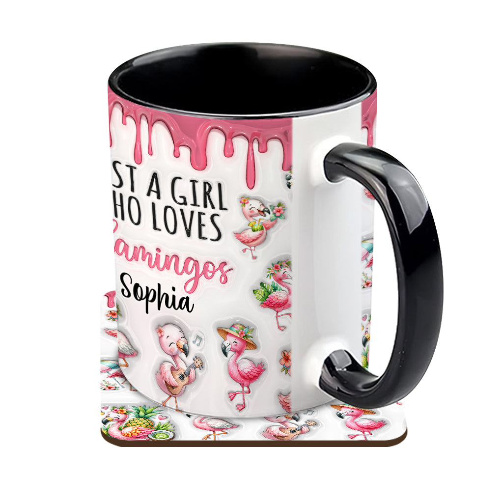 Just A Girl Who Loves Flamingos - Personalized Flamingo Accent Mug