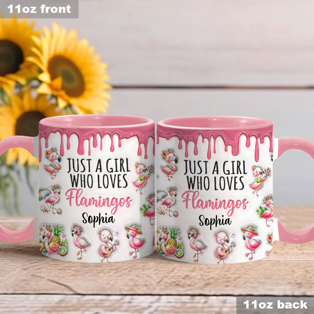 Just A Girl Who Loves Flamingos - Personalized Flamingo Accent Mug