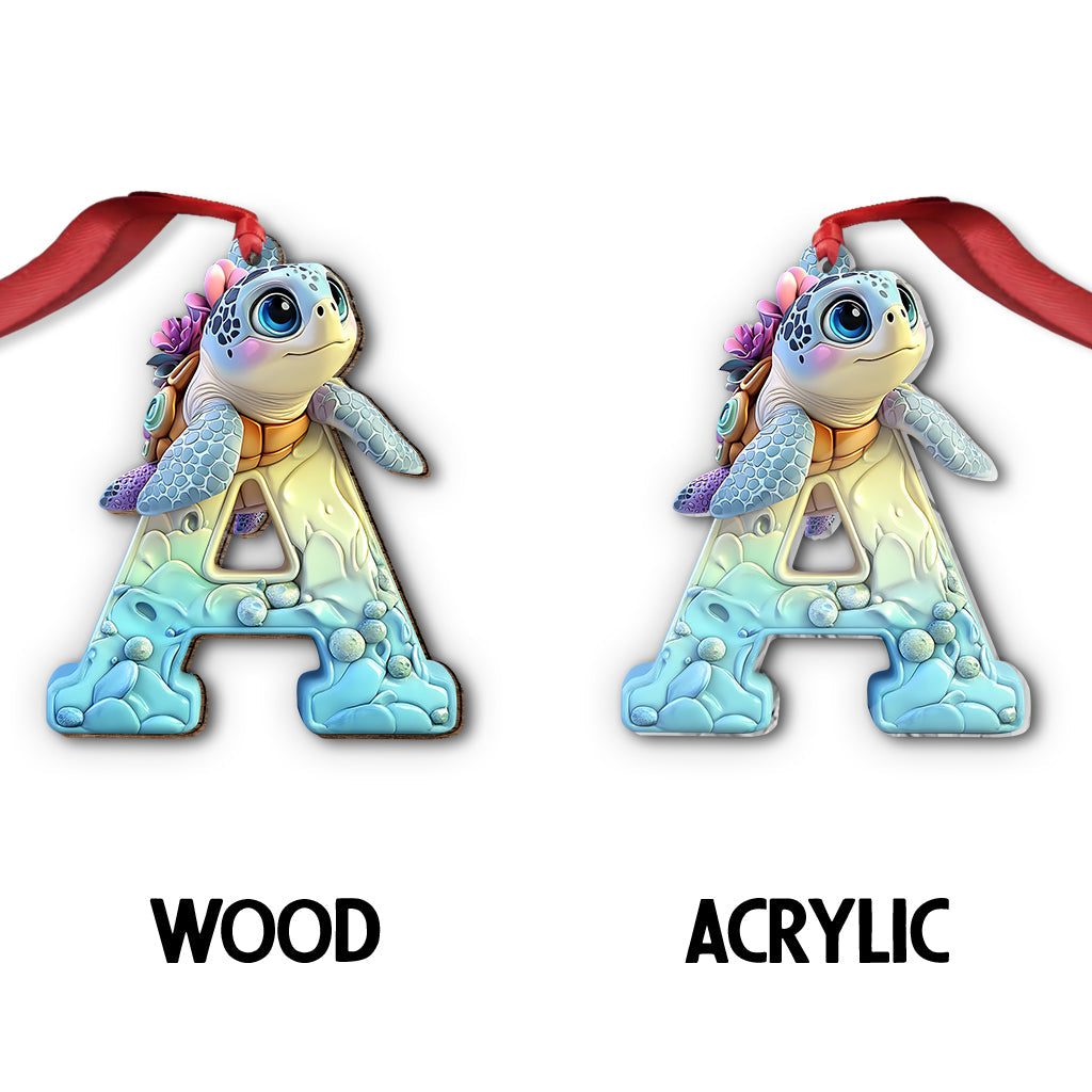 Cute Turtle Letter - Personalized Kid Ornament