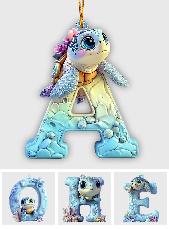 Cute Turtle Letter - Personalized Kid Ornament