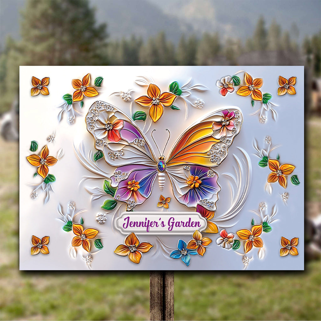 Stunning Butterfly Dragonfly Bee Hummingbird - Personalized Gardening Rectangle Metal Sign