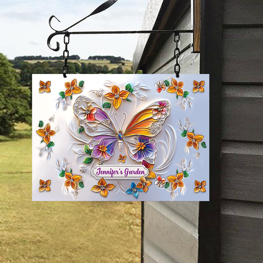 Stunning Butterfly Dragonfly Bee Hummingbird - Personalized Gardening Rectangle Metal Sign