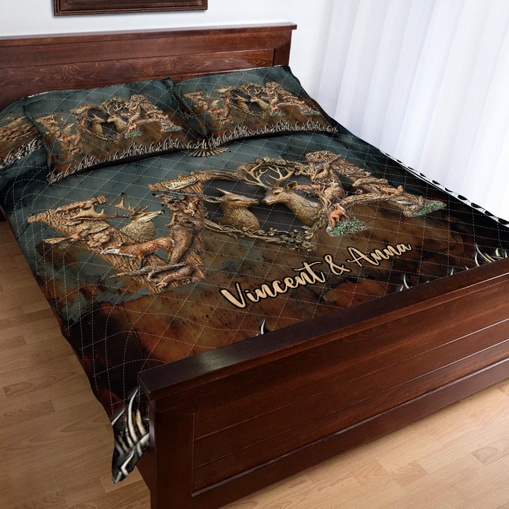 Her Buck His Doe - Personalized Hunting Quilt Set