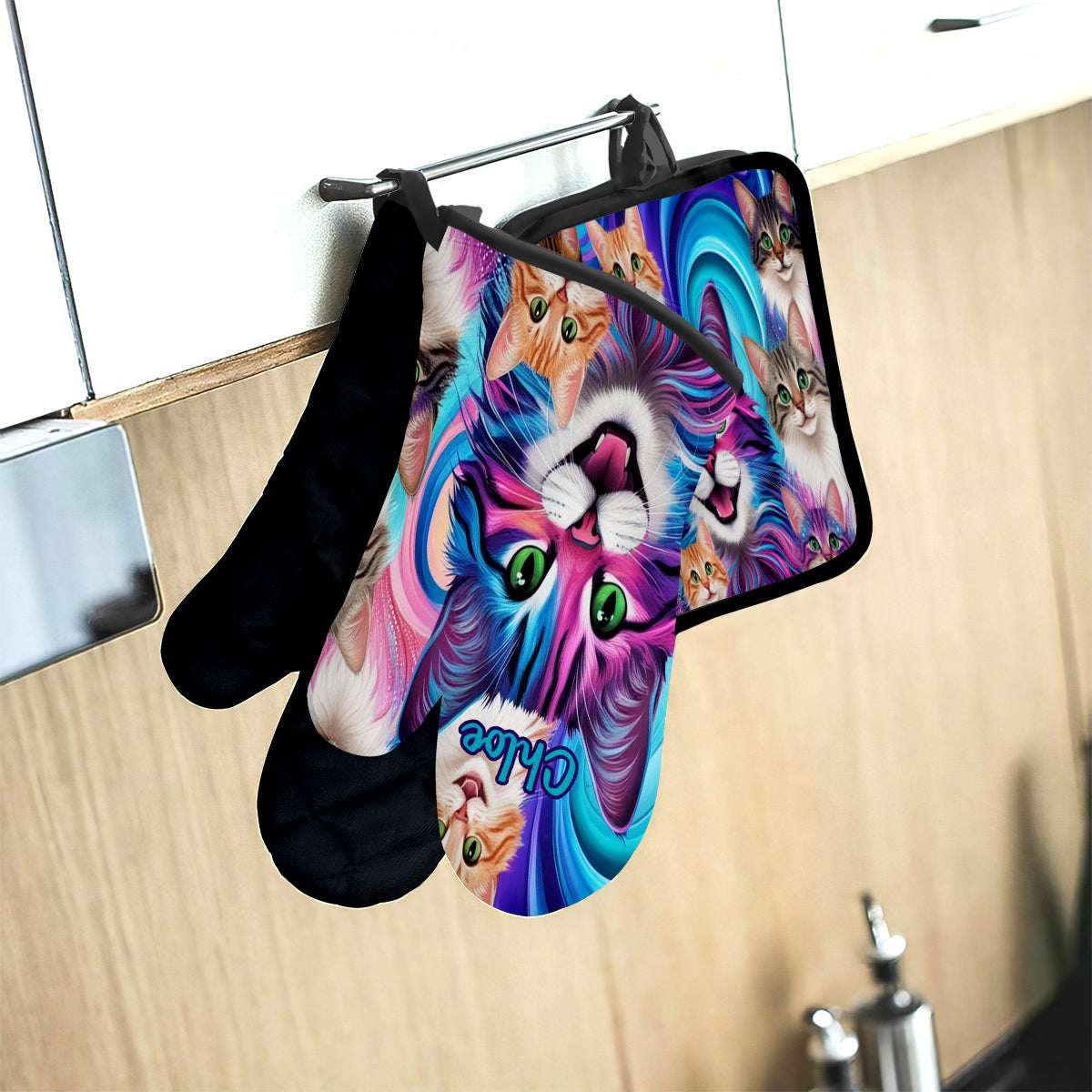 Crazy Cat Lady - Personalized Cat Oven Mitts & Pot Holder Set
