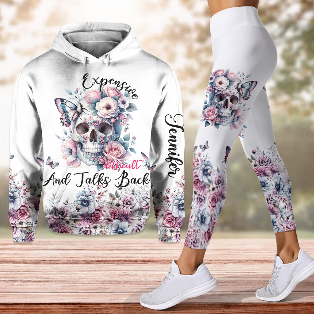 Floral Skull - Personalized Skull Hoodie and Leggings