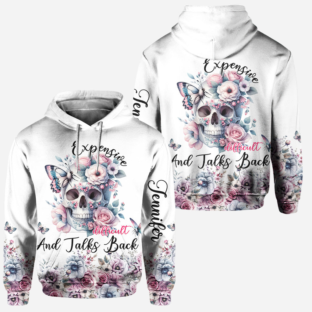Floral Skull - Personalized Skull Hoodie and Leggings