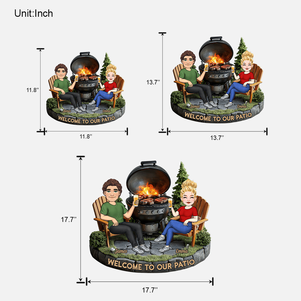 Welcome To Our Patio - Personalized Couple Custom Shaped Wood Sign