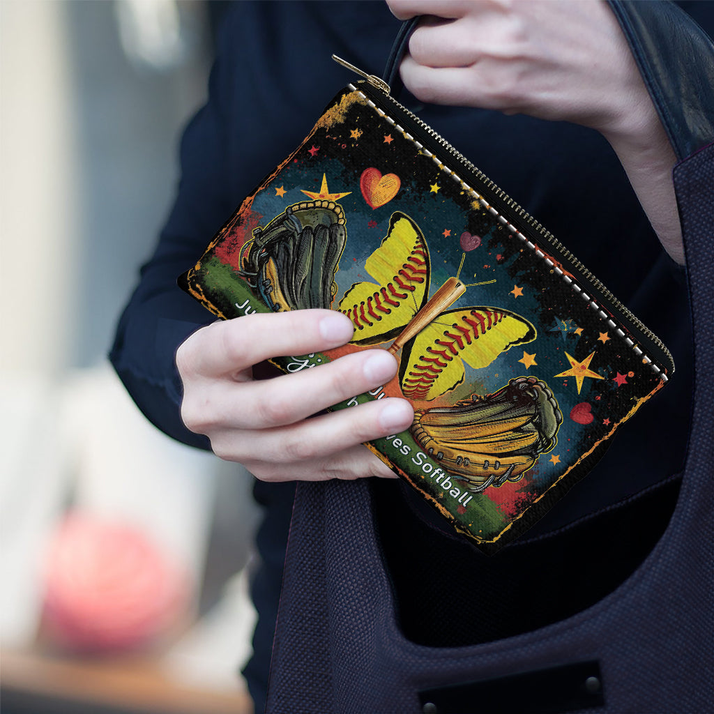 Just A Girl Who Loves Softball - Personalized Softball Pouch