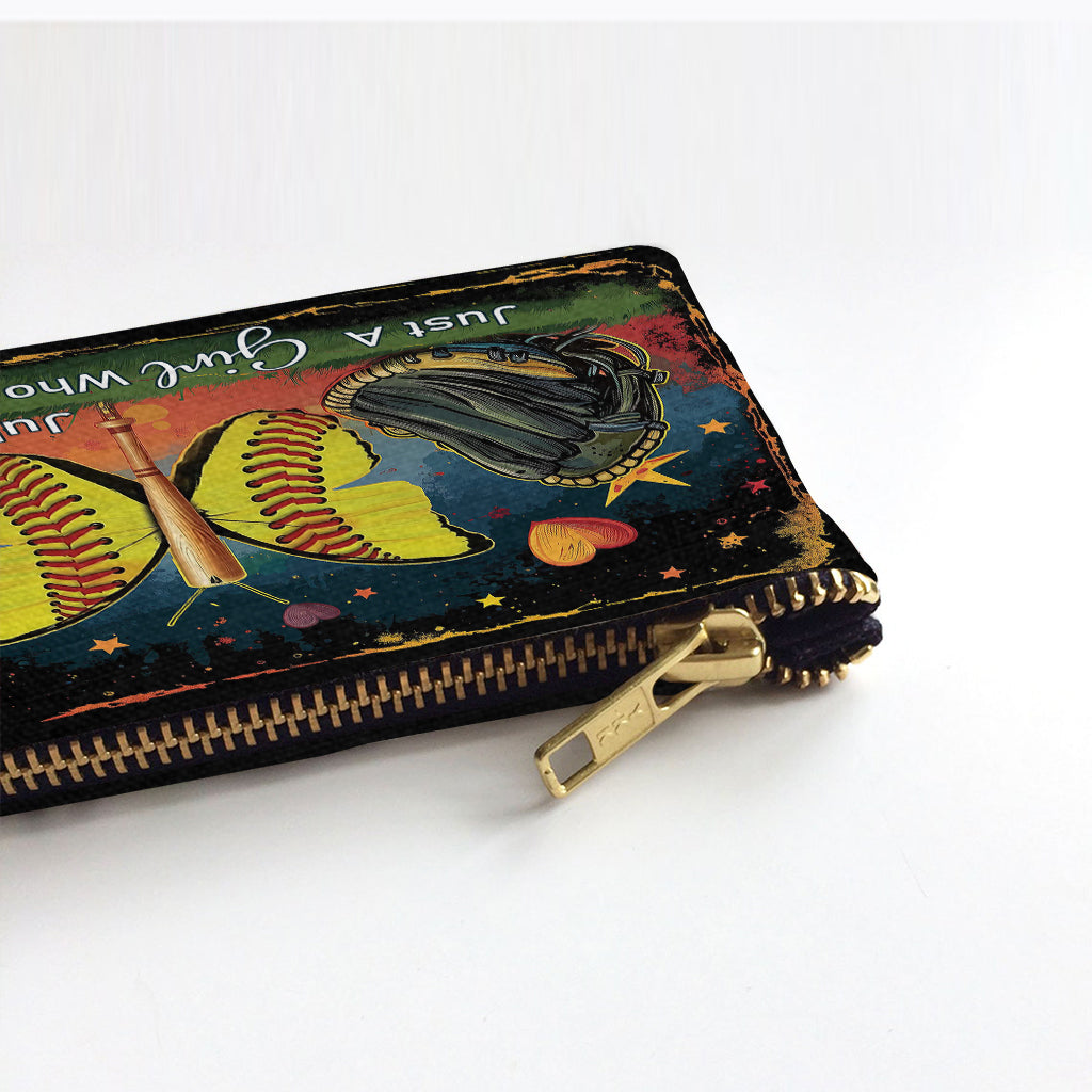 Just A Girl Who Loves Softball - Personalized Softball Pouch