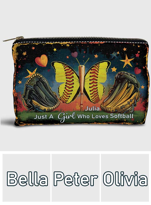 Just A Girl Who Loves Softball - Personalized Softball Pouch