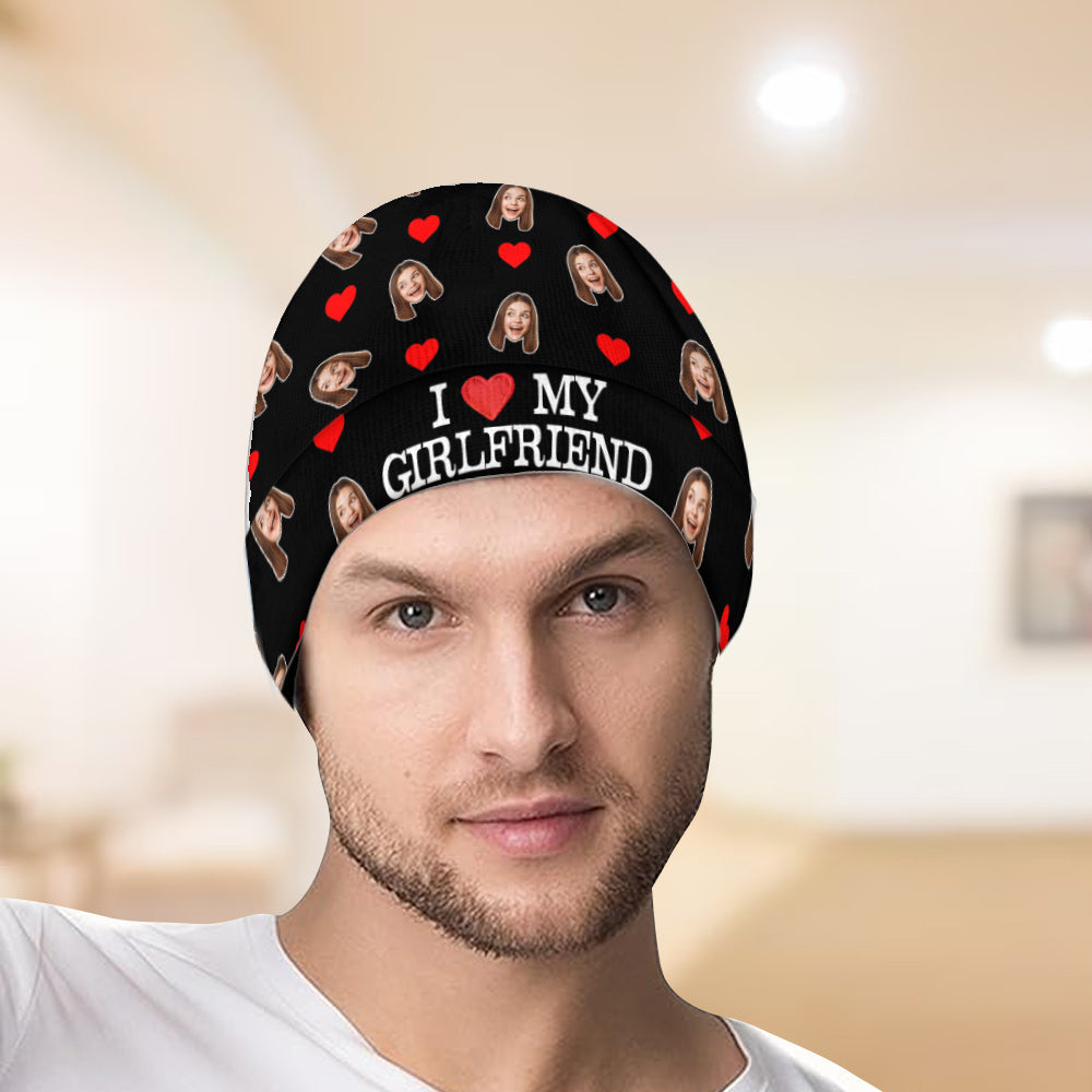 I Love My Girlfriend Boyfriend - Personalized Couple Beanie Hat