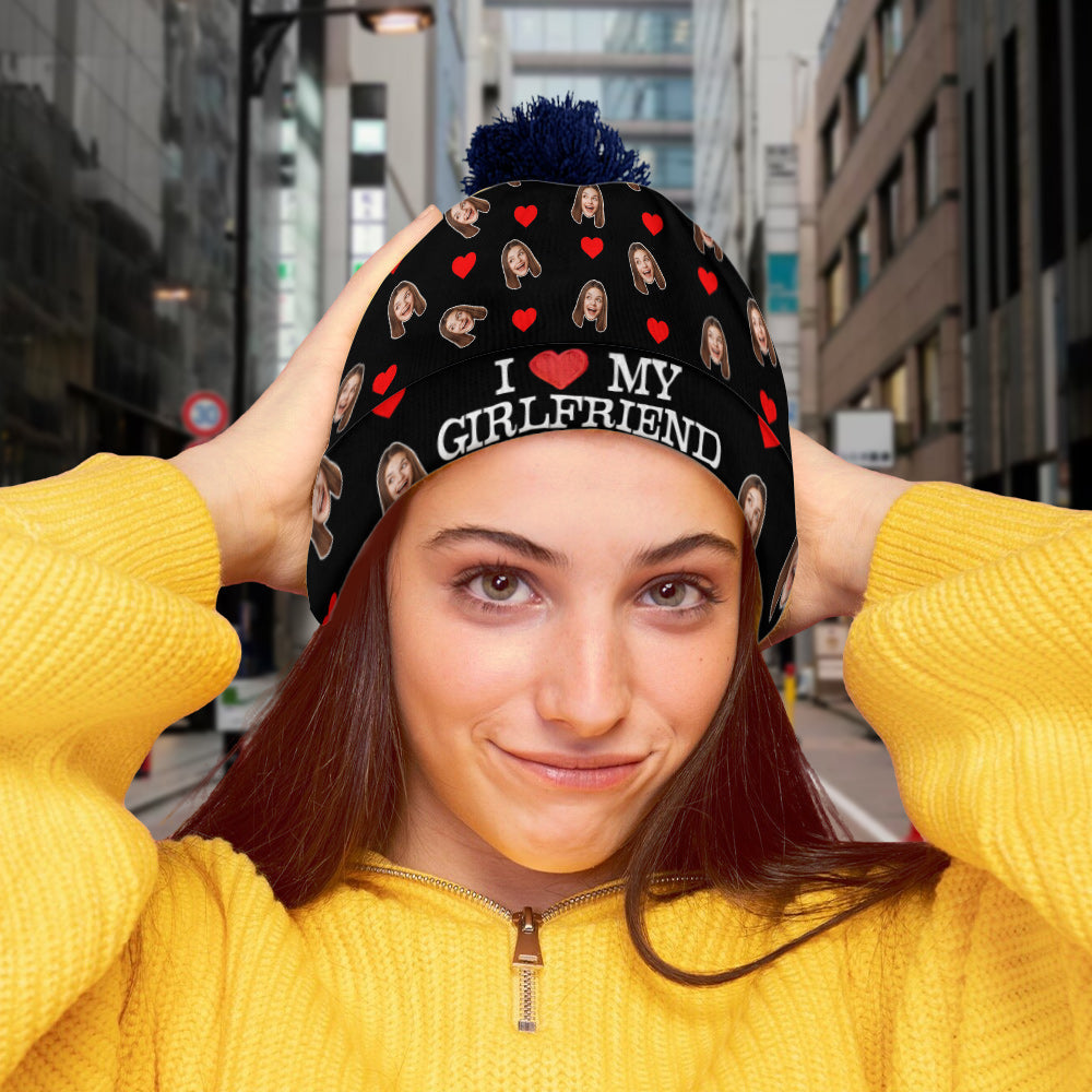 I Love My Girlfriend Boyfriend - Personalized Couple Beanie Hat