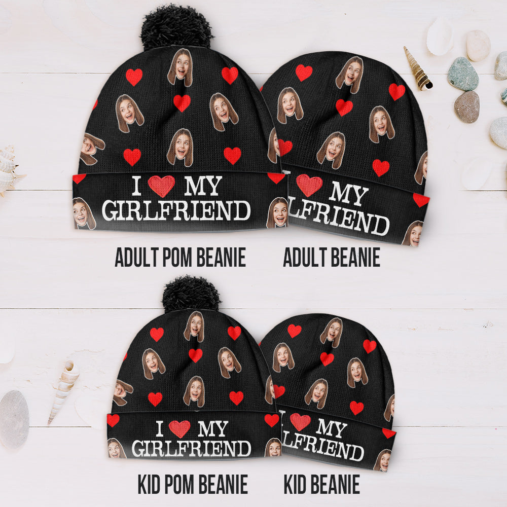 I Love My Girlfriend Boyfriend - Personalized Couple Beanie Hat