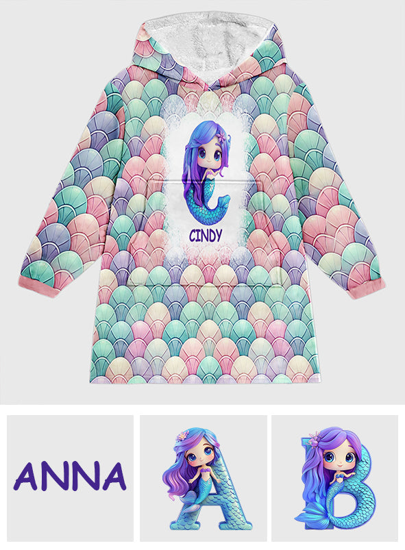 Cute Mermaid - Personalized Kid Blanket Hoodie