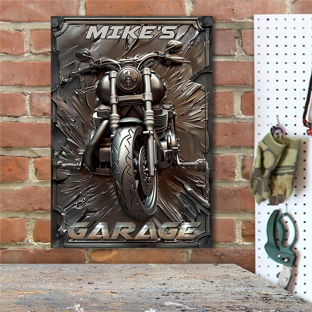 Vintage Motorcycle - Personalized Biker Rectangle Metal Sign