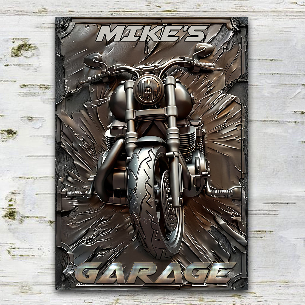 Vintage Motorcycle - Personalized Biker Rectangle Metal Sign