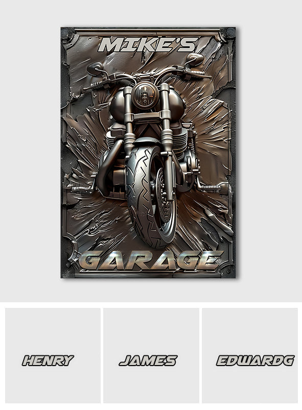 Vintage Motorcycle - Personalized Biker Rectangle Metal Sign
