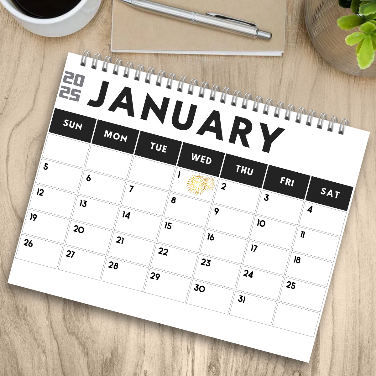 Moody Highland Cow 2025 - Personalized Highland Cow Wall Calendar & Desk Calendar