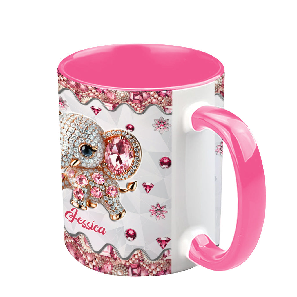 Just A Girl Who Loves Elephants - Personalized Elephant Accent Mug