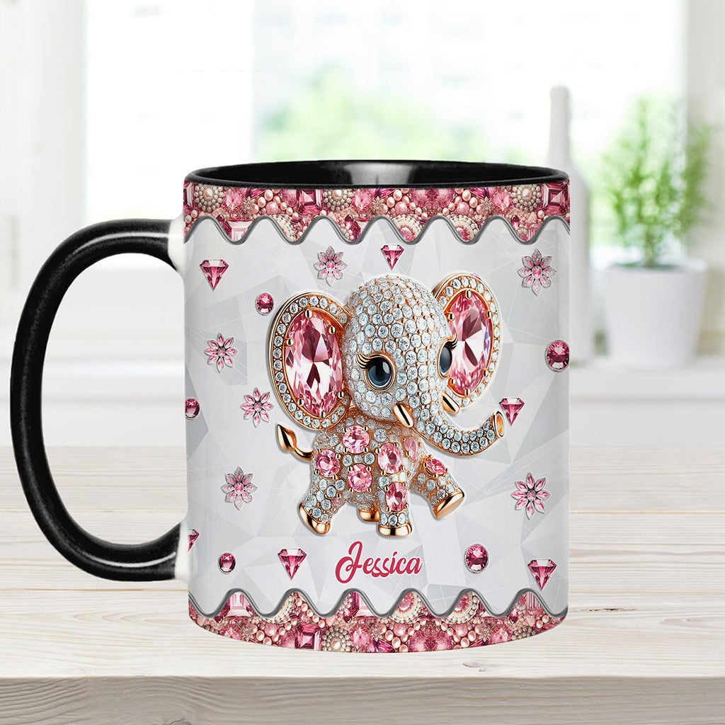 Just A Girl Who Loves Elephants - Personalized Elephant Accent Mug