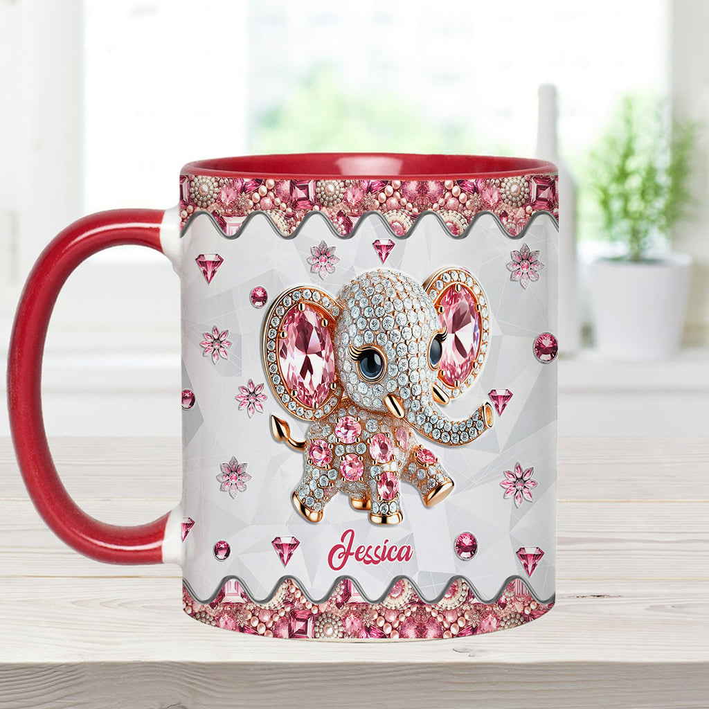 Just A Girl Who Loves Elephants - Personalized Elephant Accent Mug