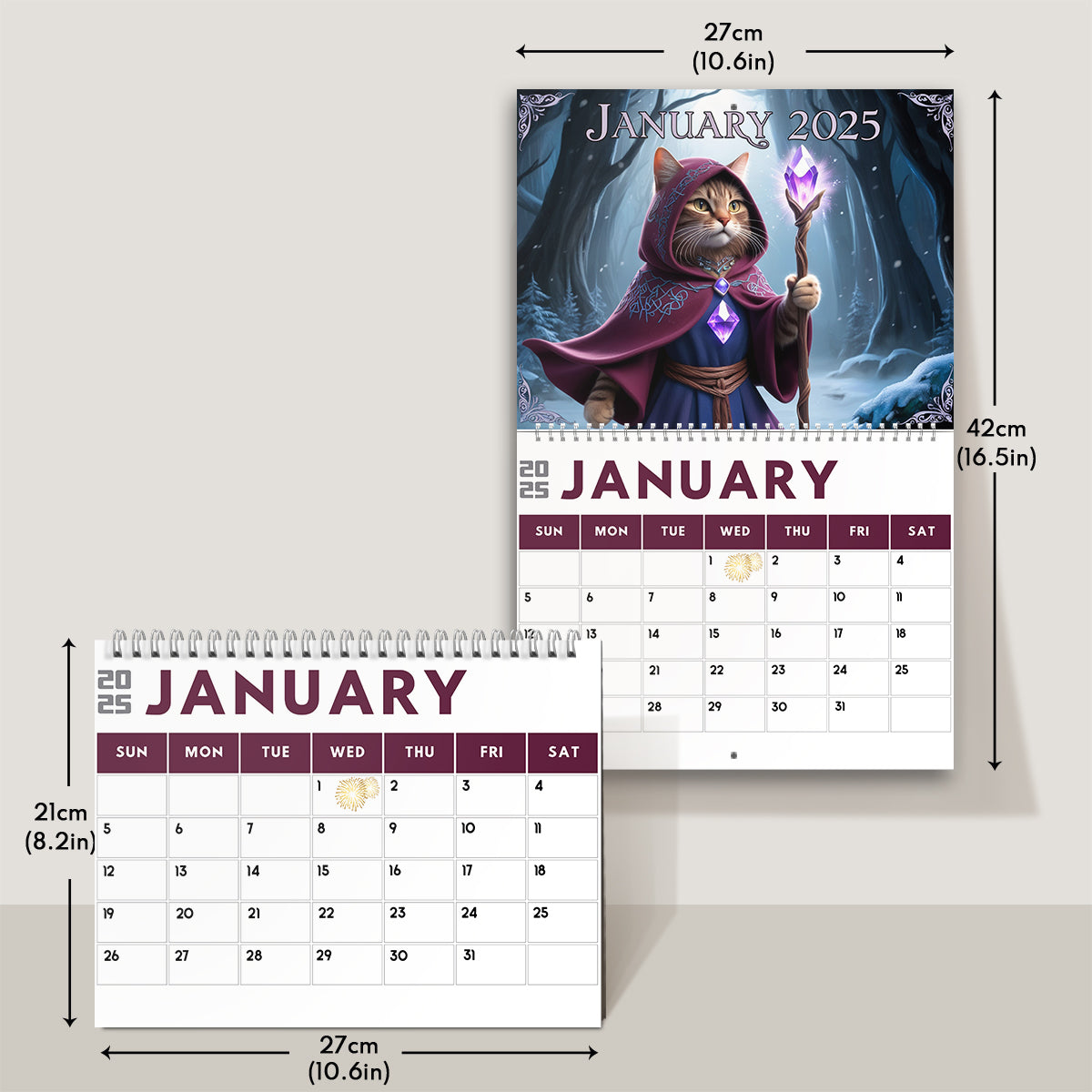 Quest Cat 2025 - Personalized Cat Wall Calendar & Desk Calendar