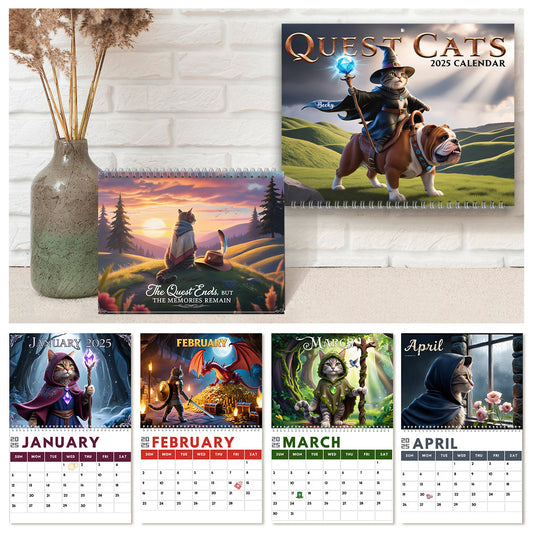 Quest Cat 2025 - Personalized Cat Wall Calendar & Desk Calendar