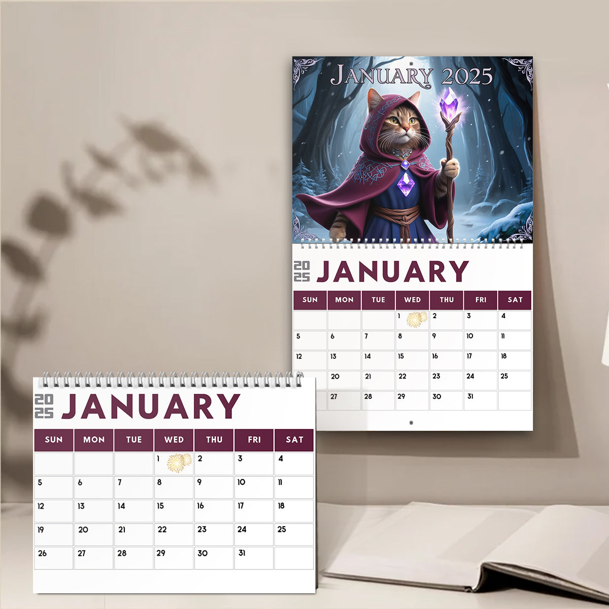 Quest Cat 2025 - Personalized Cat Wall Calendar & Desk Calendar