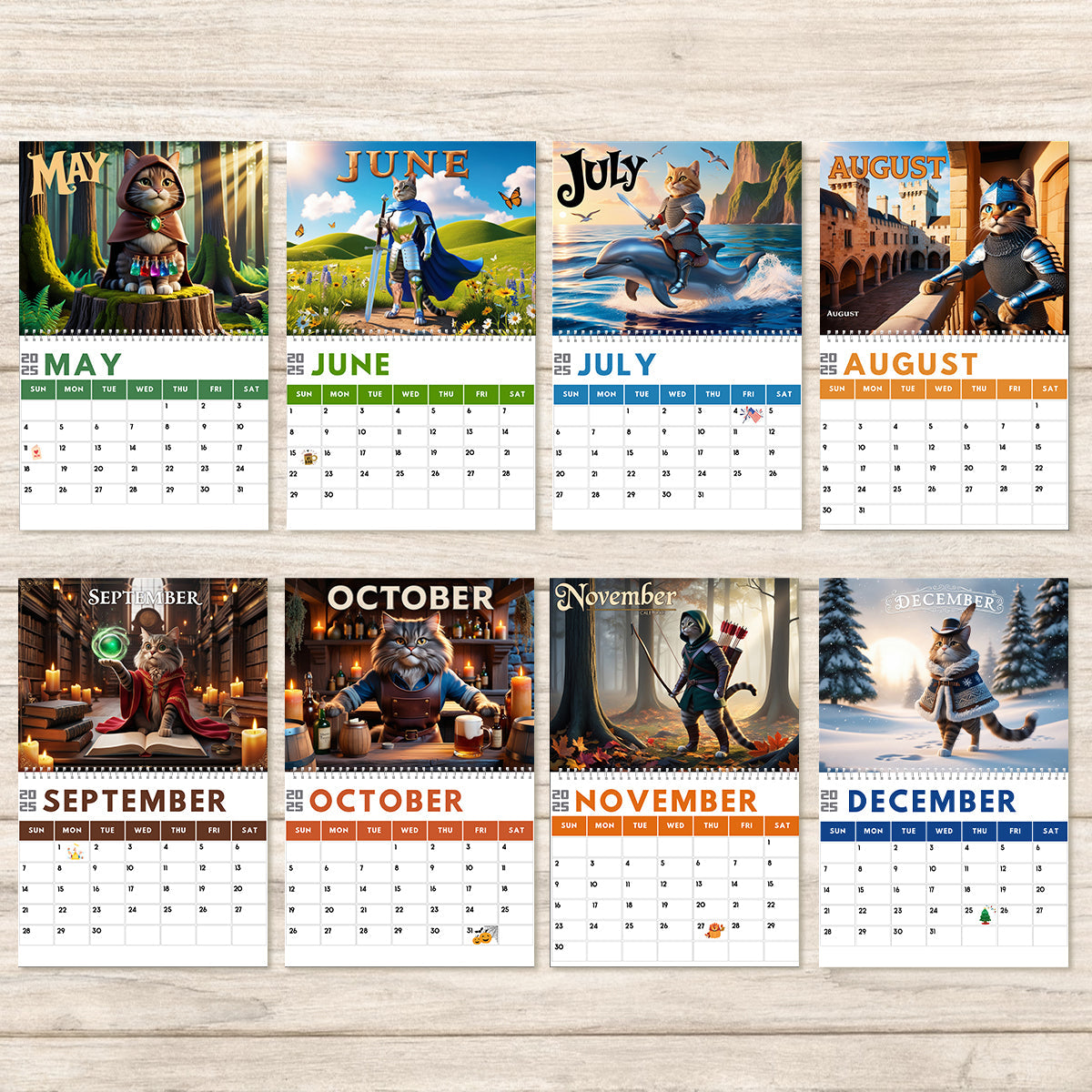 Quest Cat 2025 - Personalized Cat Wall Calendar & Desk Calendar
