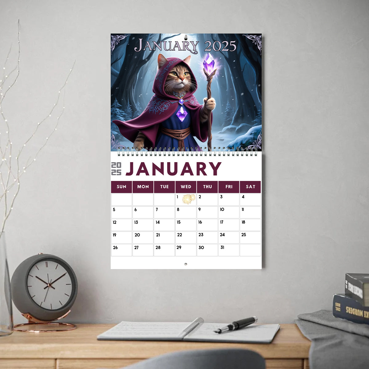 Quest Cat 2025 - Personalized Cat Wall Calendar & Desk Calendar