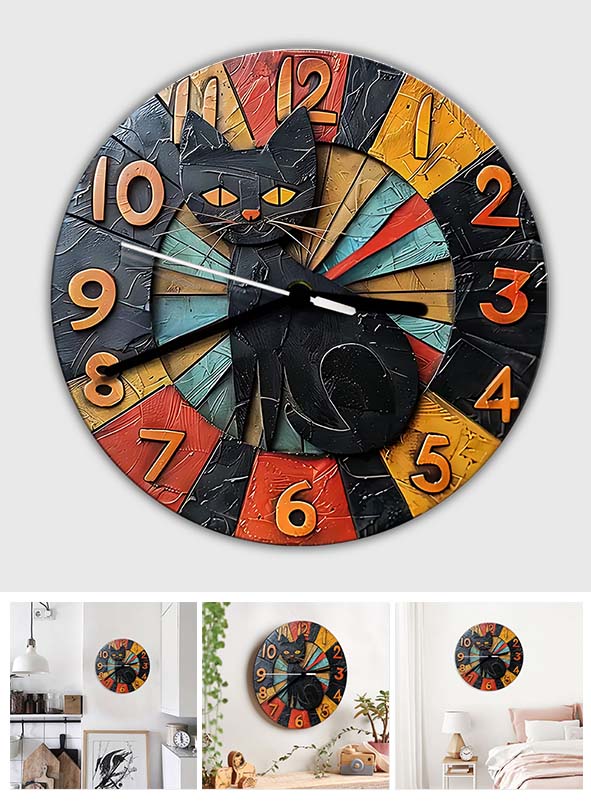Love Black Cats - Black Cat Wall Clock