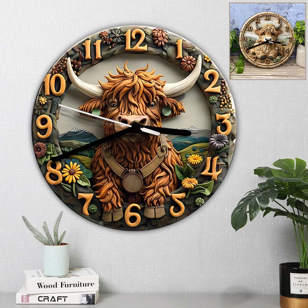 Love Highland Cow - Personalized Wall Clock