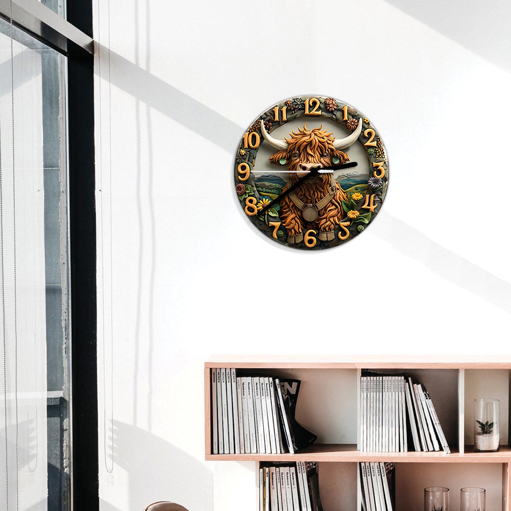 Love Highland Cow - Personalized Wall Clock