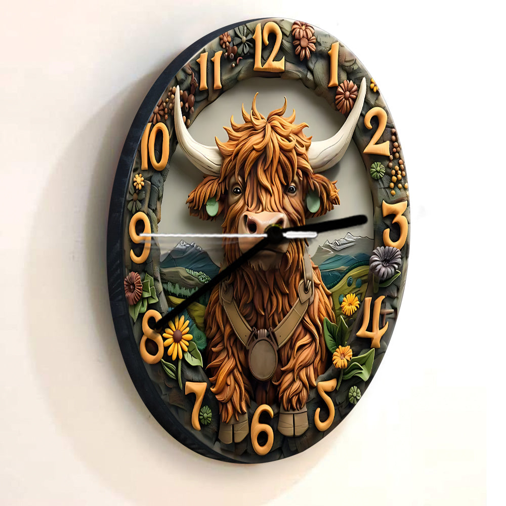 Love Highland Cow - Personalized Wall Clock