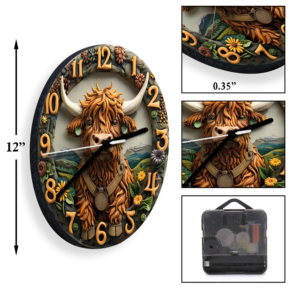 Love Highland Cow - Personalized Wall Clock