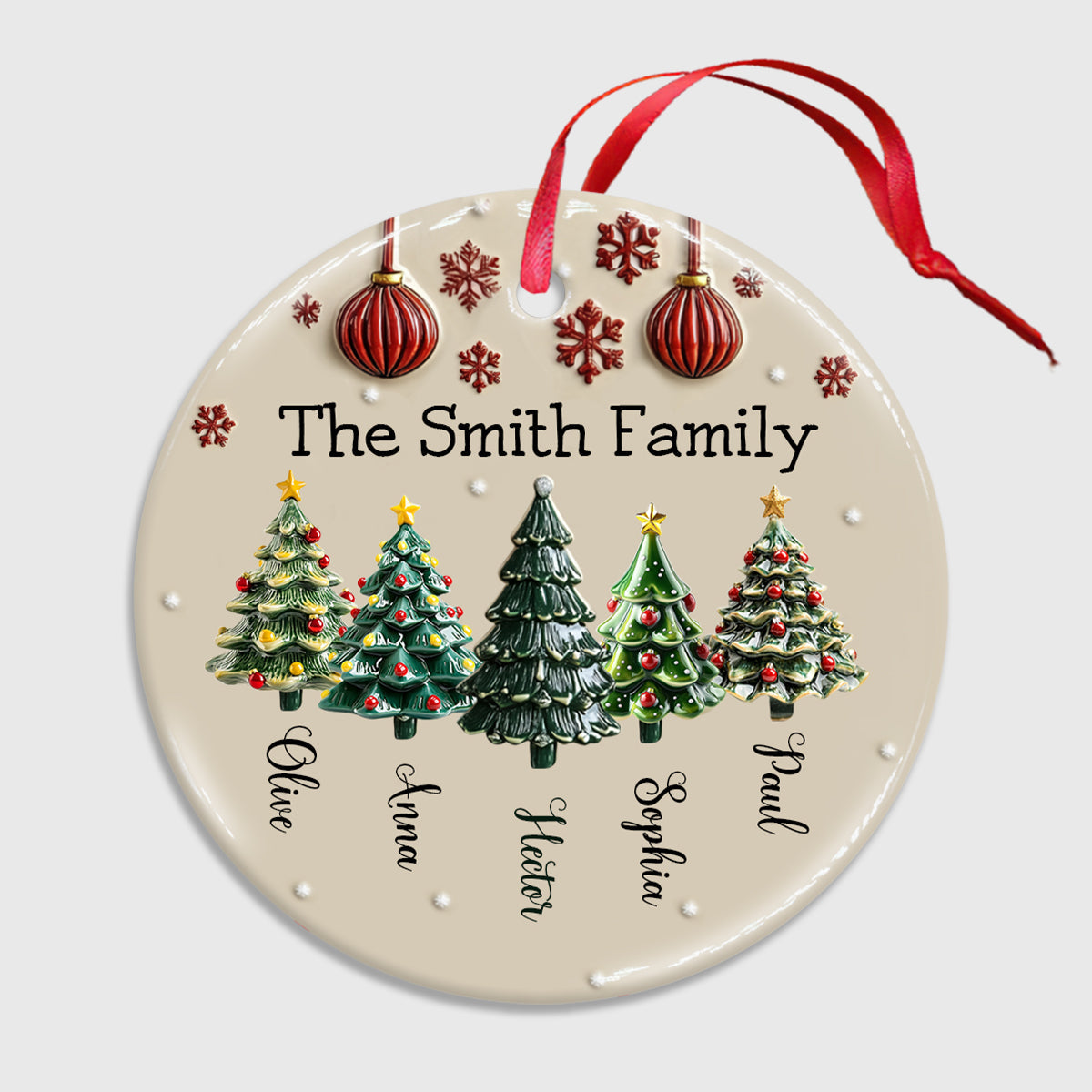 Family Tree - Personalized Family Ceramic Circle Ornament