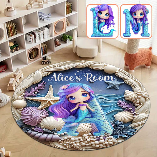 Beautiful Letter Gift For Grandkids - Personalized Kid Round Rug