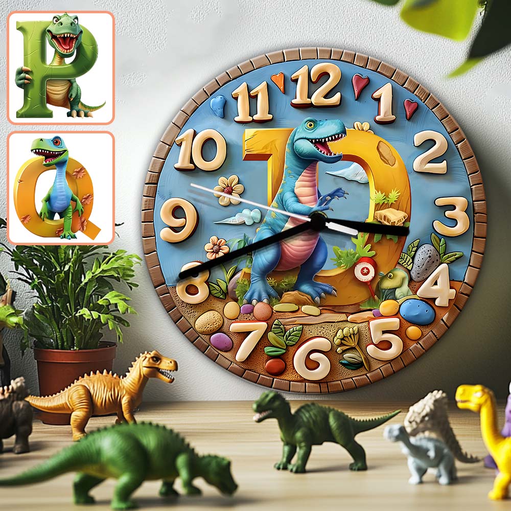 Beautiful Letter Clock Gift For Grandkids - Personalized Kid Wall Clock