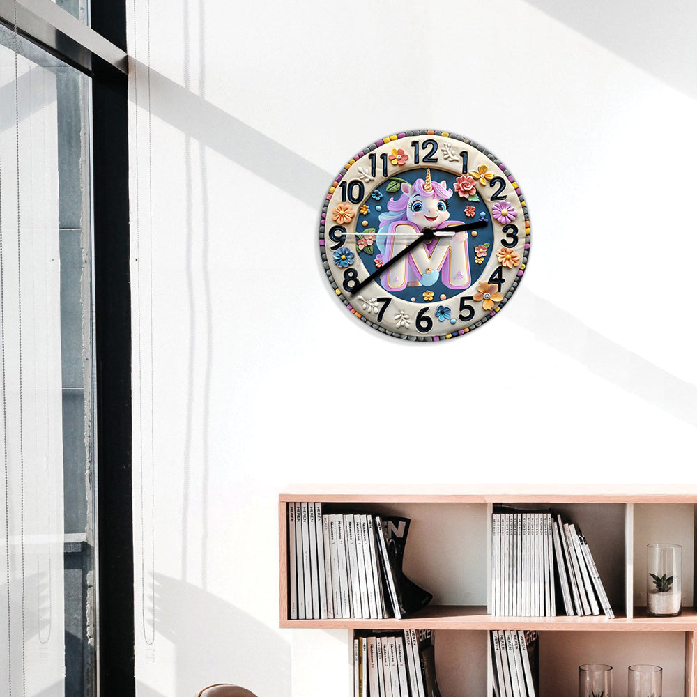 Beautiful Letter Clock Gift For Grandkids - Personalized Kid Wall Clock