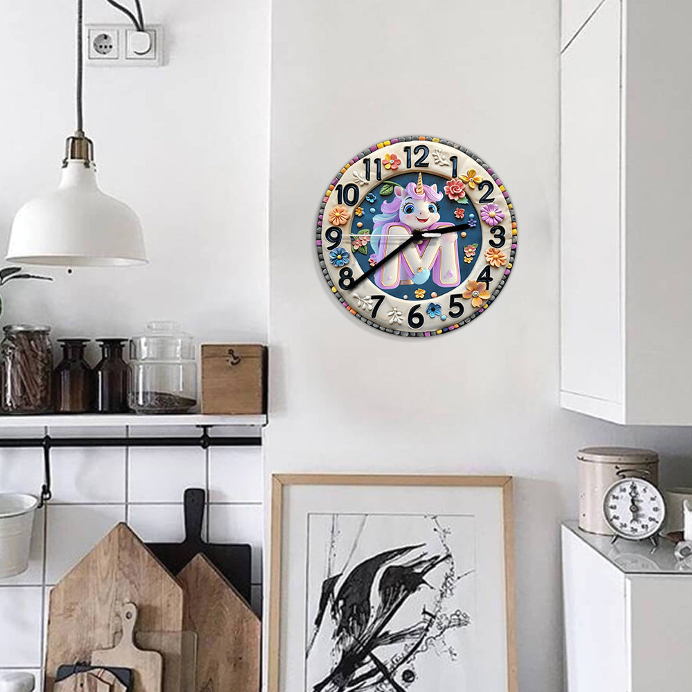 Beautiful Letter Clock Gift For Grandkids - Personalized Kid Wall Clock