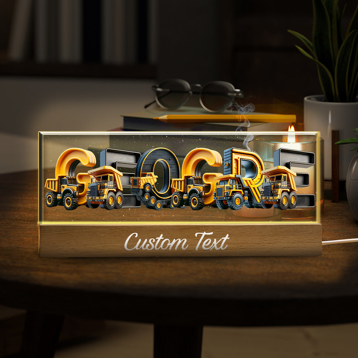 Construction Vehicles Name Light - Personalized Kid Custom LED Night Light