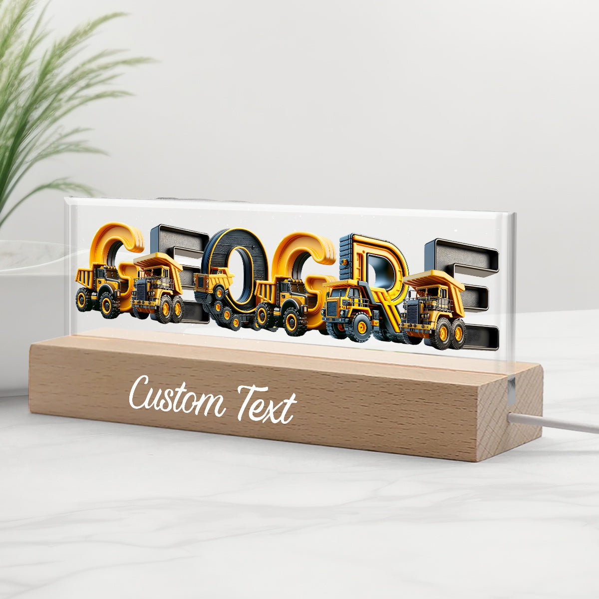 Construction Vehicles Name Light - Personalized Kid Custom LED Night Light