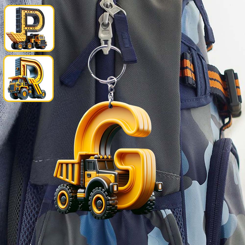 Construction Vehicles Letter Ornament - Personalized Kid Ornament