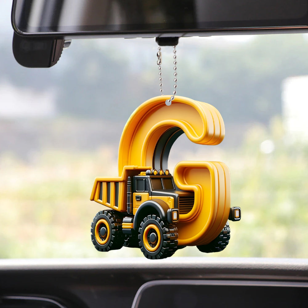 Construction Vehicles Letter Ornament - Personalized Kid Ornament