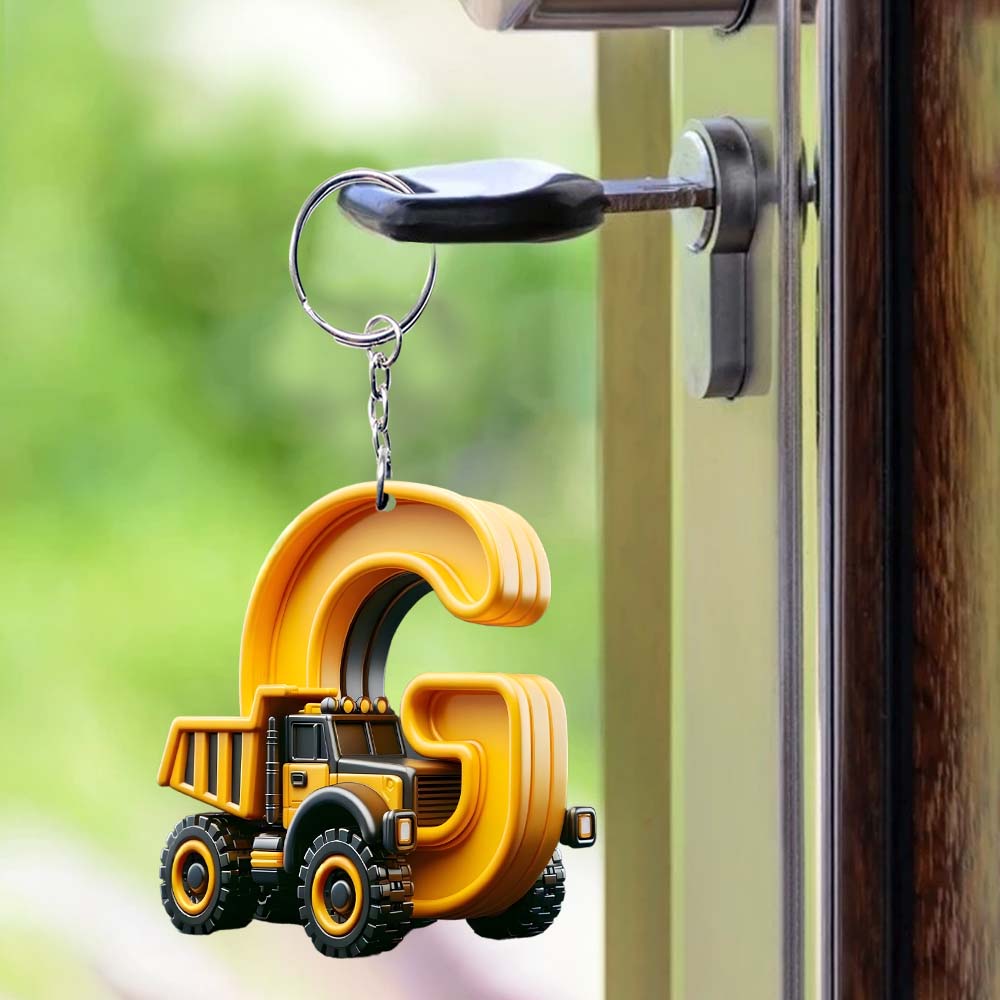 Construction Vehicles Letter Ornament - Personalized Kid Ornament