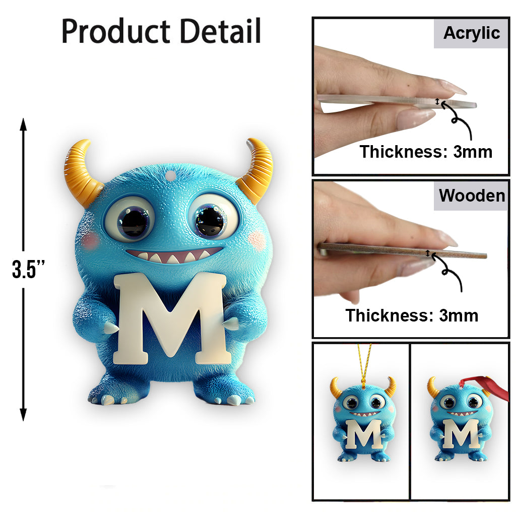 Monster Kid Letter Ornament - Personalized Kid Ornament