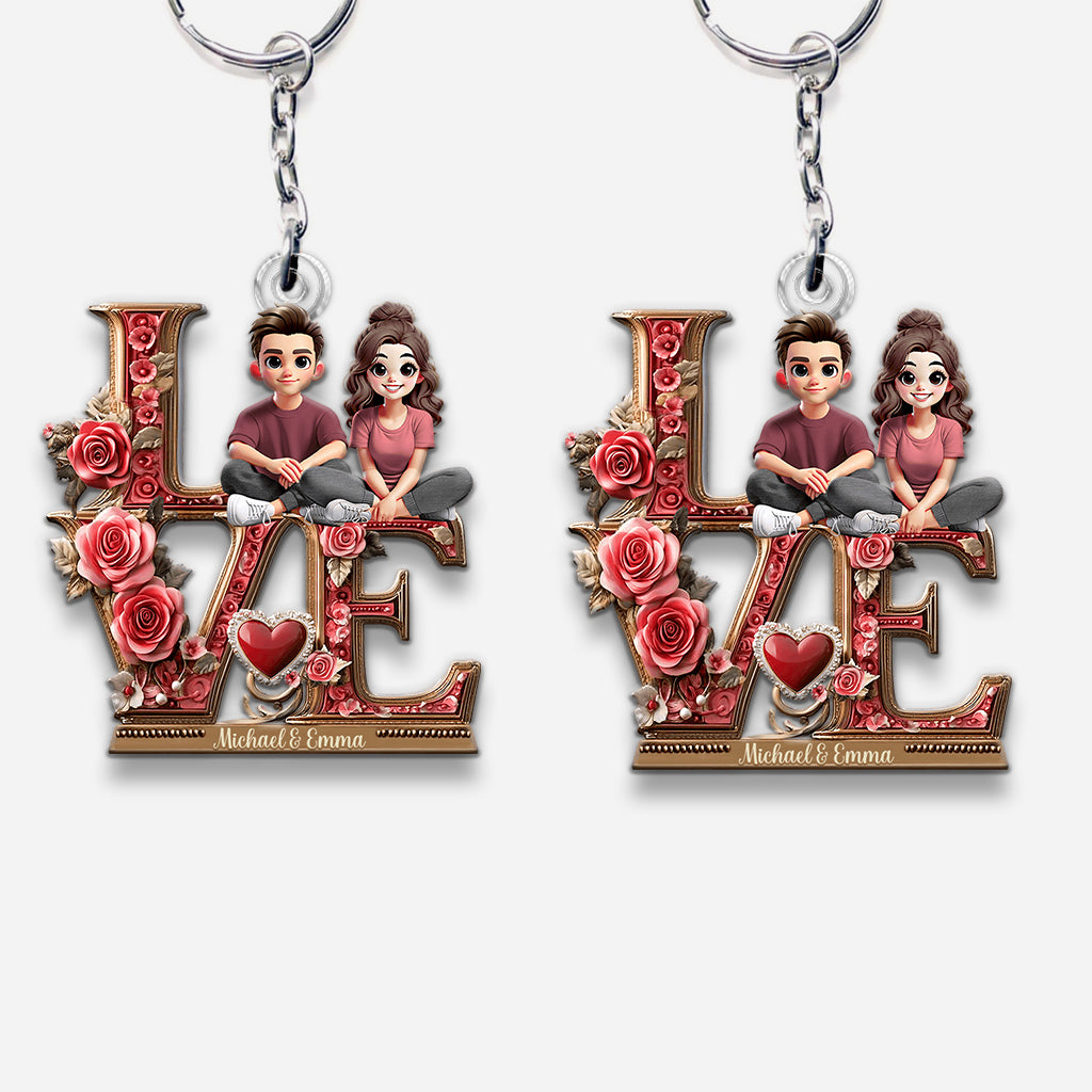 I Love You Forever - Personalized Couple Custom Shaped Keychain